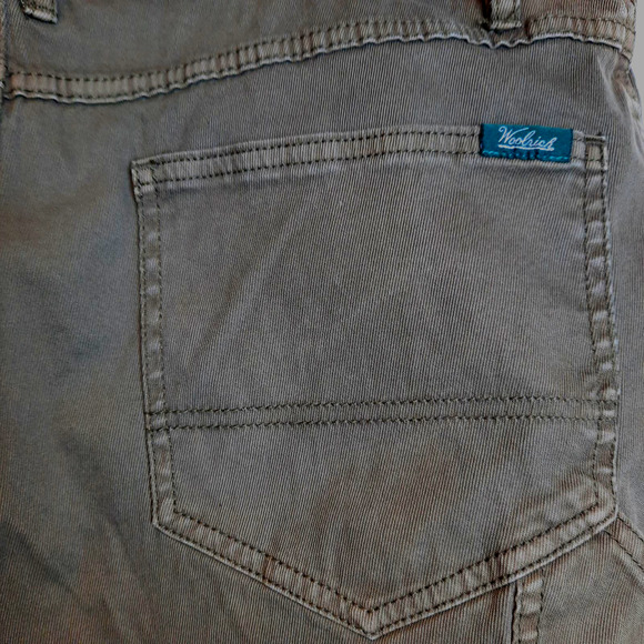 WOOLRICH MEN'S GREEN COTTON STRAIGHT LEG ZIP POCKETS UTILITY CHINO PANTS 36X34 - Picture 5 of 8